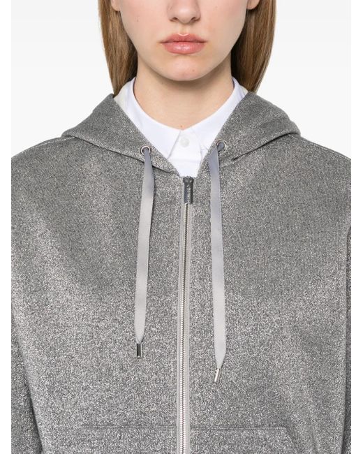 Peserico Gray Metallic-Effect Hoodie