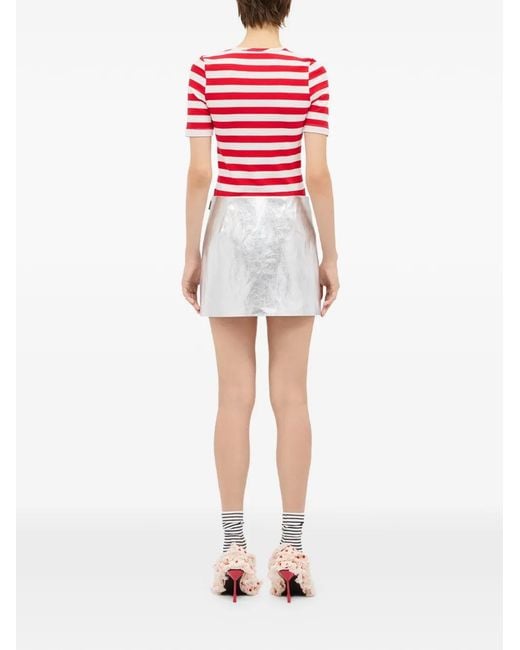MSGM White Striped Mini Skirt