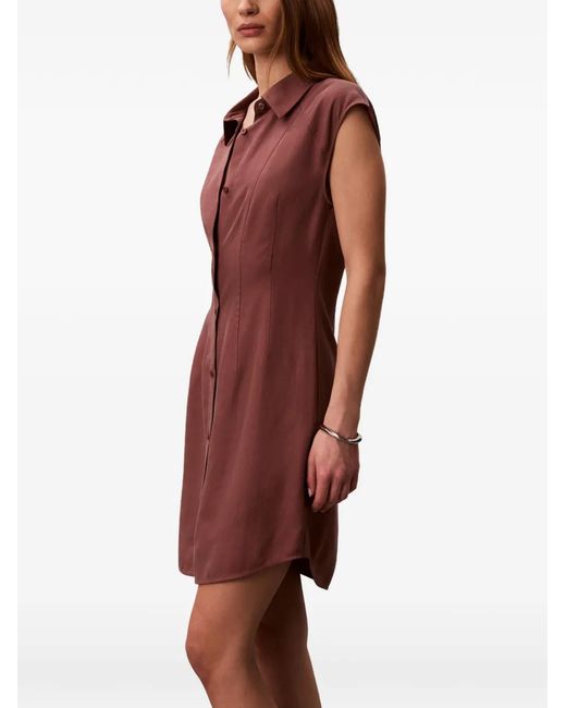 Calvin Klein Brown Robe Courte En Lin Mélangé