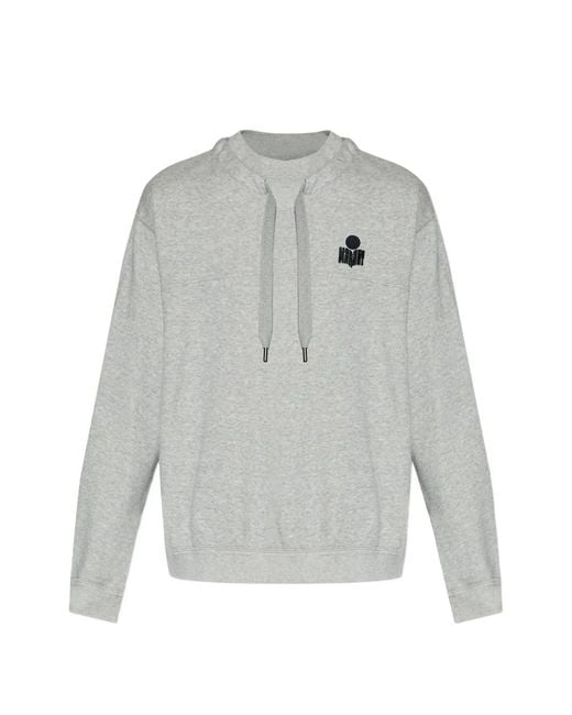 Isabel Marant Gray Merone Drawstring Logo Sweatshirt for men