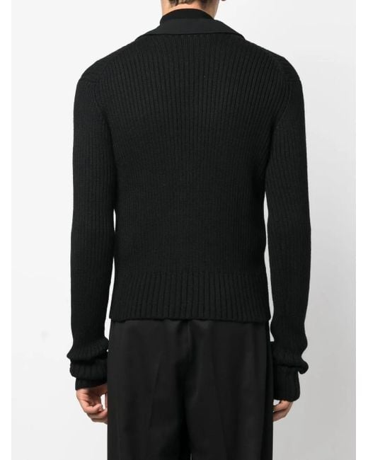 Yohji Yamamoto Black Blazer-Style Wool Cardigan for men