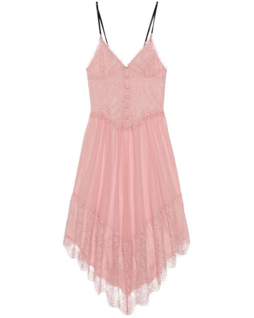 Gucci Pink Lace-trimmed Lingerie Dress