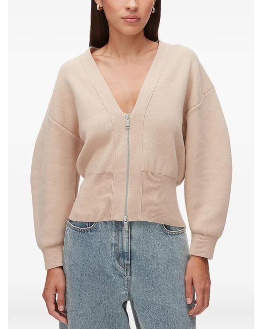 3.1 Phillip Lim Natural V-Neck Zip-Up Cardigan