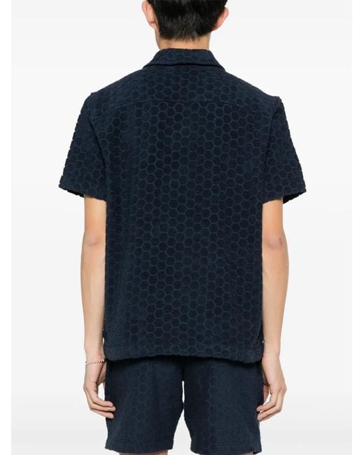 Orlebar Brown Blue Howell Geometric Pattern Shirt for men