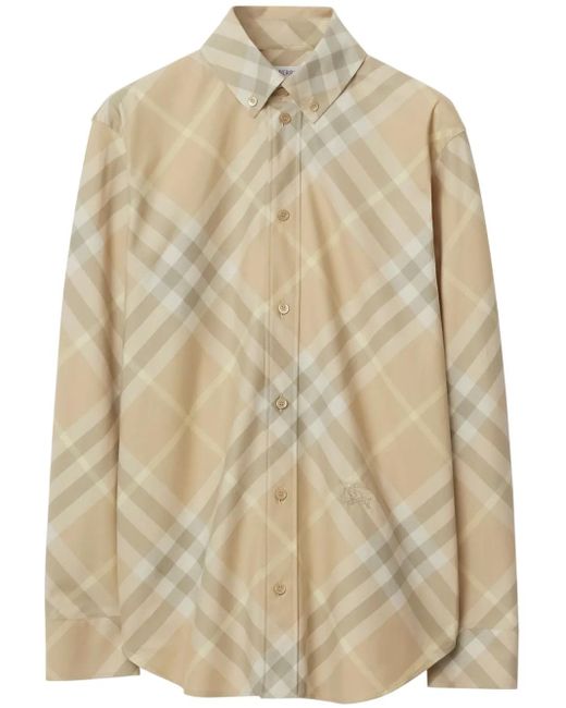 Burberry Natural Check Pattern Button-Down Shirt For