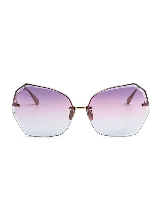 Linda Farrow Purple Geometric-Frame Sunglasses