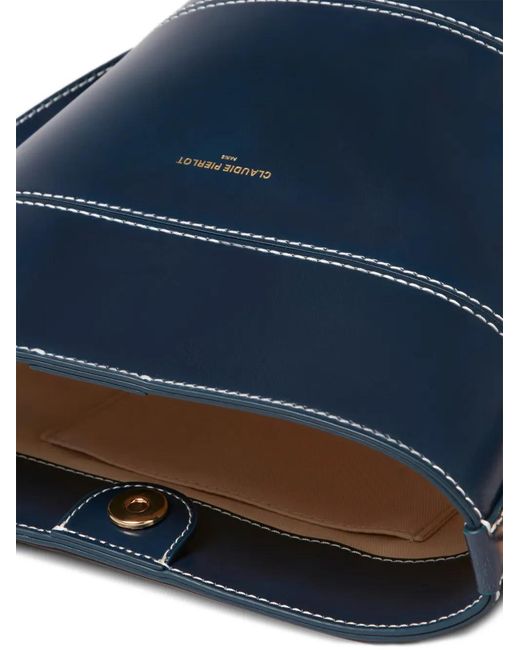Claudie Pierlot Blue Adjustable Leather Bucket Bag