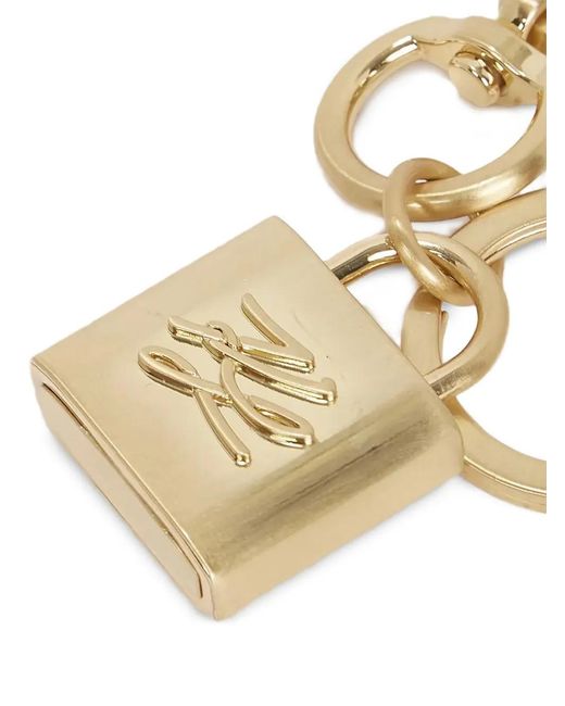 Karl Lagerfeld Metallic Padlock Logo-Plaque Keyring
