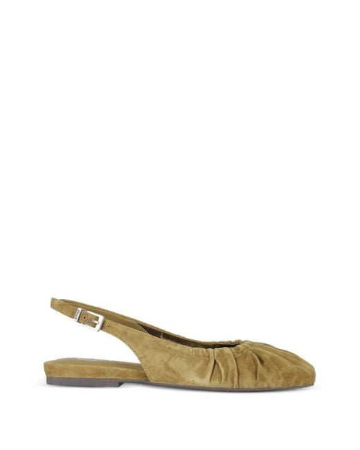 Ash Natural Gathered Slingback Ballet Flats