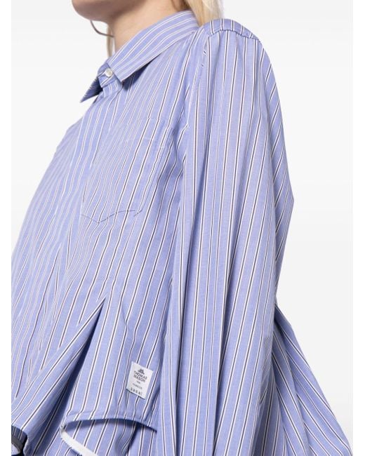 Sacai Blue Asymmetric Pleated Shirt