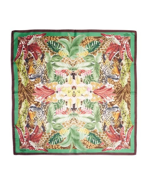 Lancel Green Jungle Print Silk Scarf
