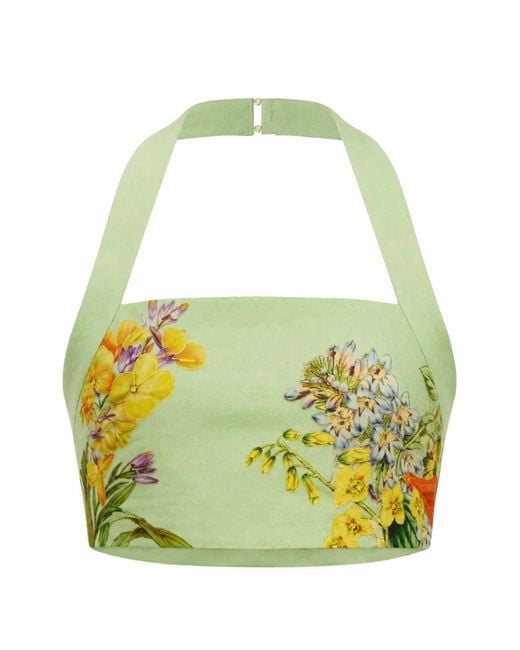 Hemant & Nandita Green Baku Floral-Print Halterneck Top