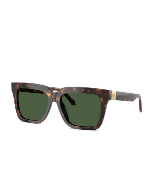 Versace Green Tortoiseshell-Effect Squared-Frame Sunglasses