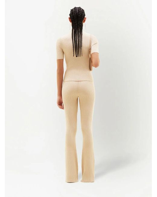 Courreges Natural Reediton Ribbed Flared Trousers