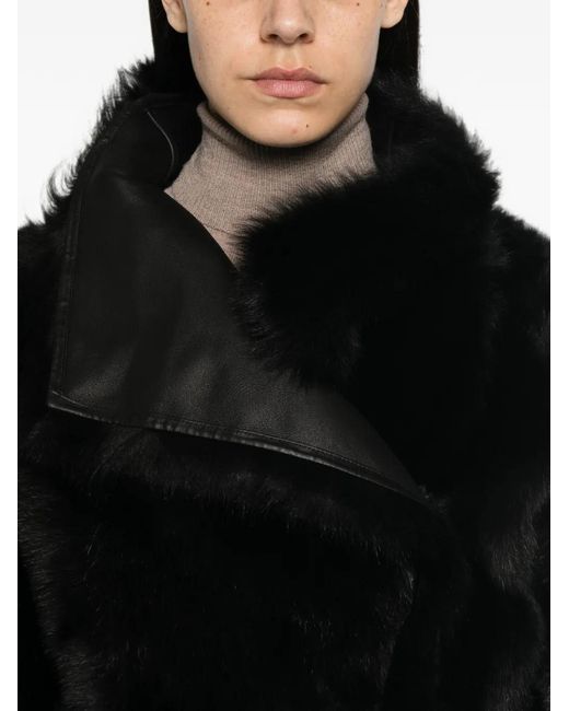 Yves Salomon Black Shearling-Trimmed Fur Jacket