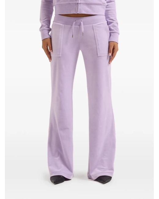 Juicy Couture Purple Low-Rise Velour Track Pants
