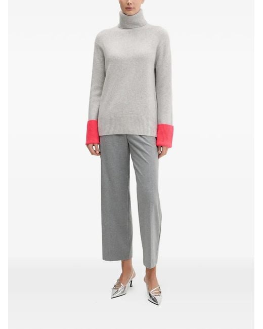 From Future Gray Roll-Neck Ribbed Sweater
