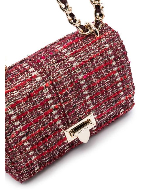 Aspinal Red Lottie Tweed Shoulder Bag