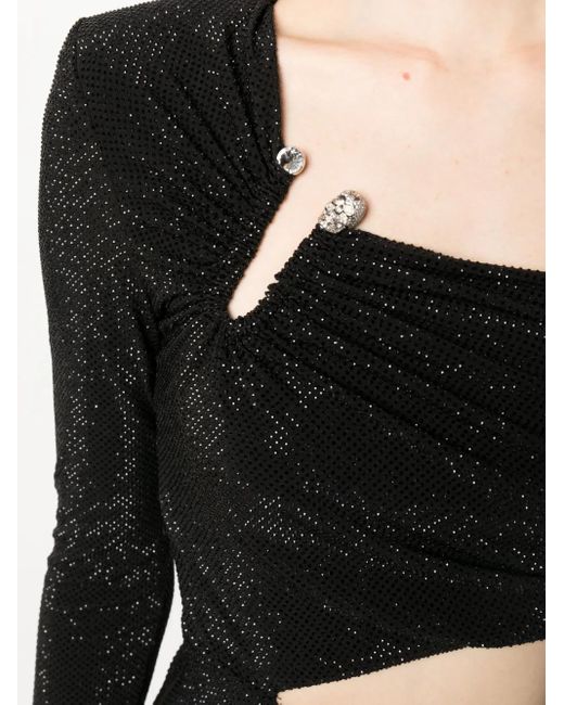 Philipp Plein Black Rhinestone Cut-Out Dress