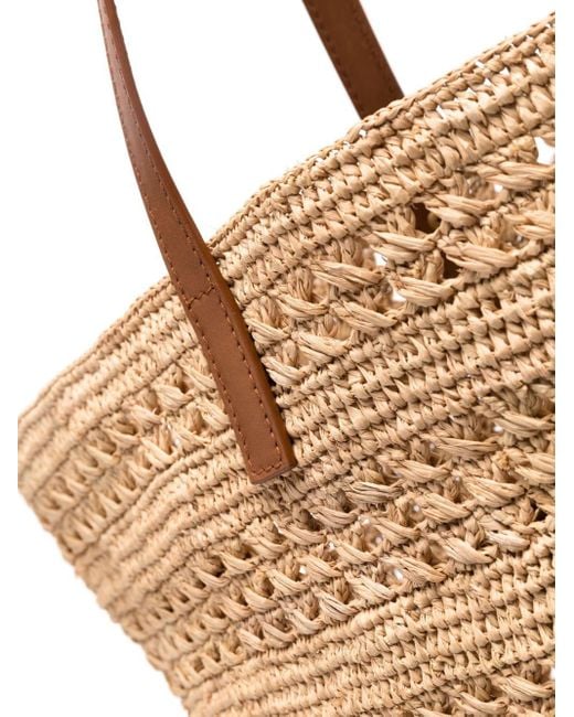 Saint Laurent Brown Panier Crochet Raffia Shopping Bag