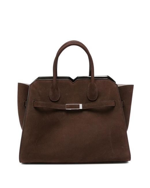 Valextra Brown Milano Top-Handle Tote Bag