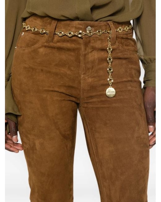FRAME Brown The Rodeo Suede Flared Trousers