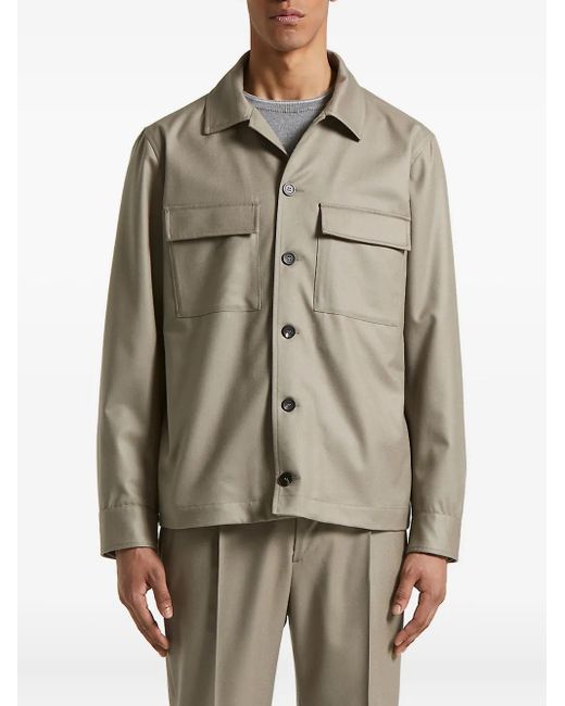 Peserico Gray Double-Pocket Button-Front Jacket for men