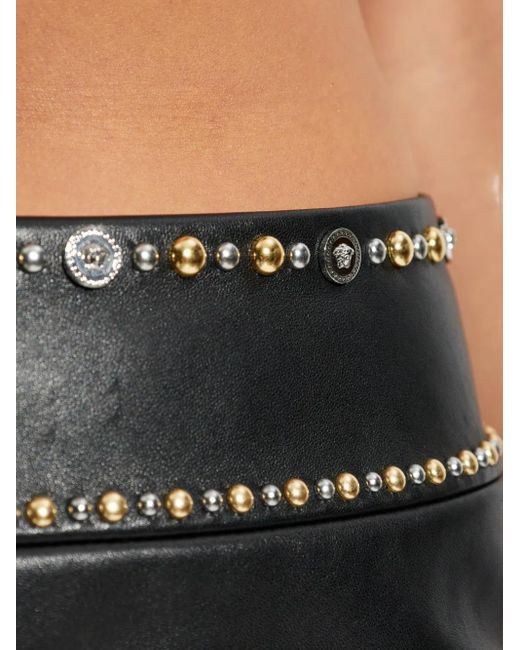 Versace Black Studded-Embellishment Mini Skirt