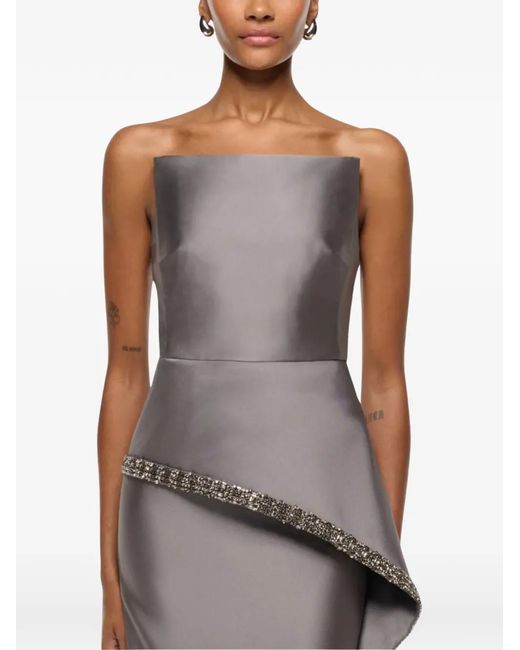 Roland Mouret Purple Square-Neck Crystal-Trim Gown