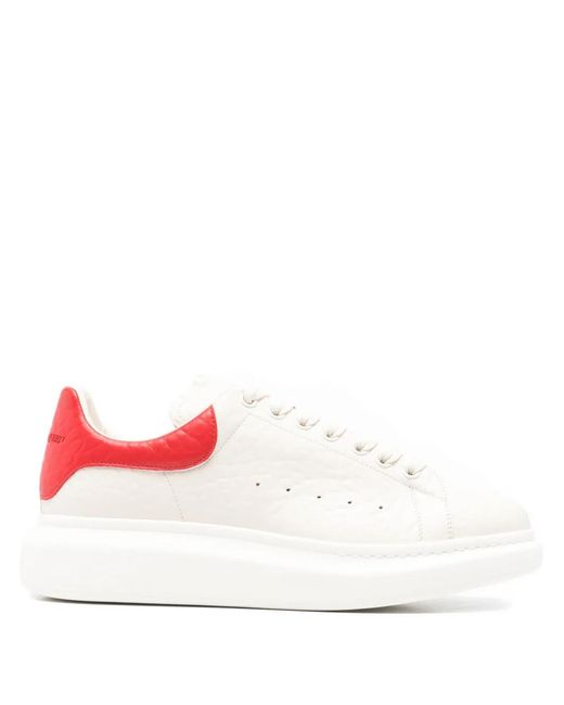 McQueen White Embossed Heel Sneakers for men