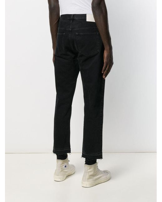 black cropped straight jeans