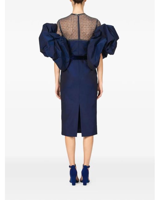 Gatti Nolli by Marwan Blue Bead-Embellished Midi Dress