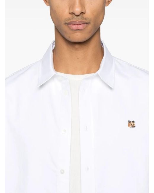 Maison Kitsuné White Fox Head Cotton Shirt for men