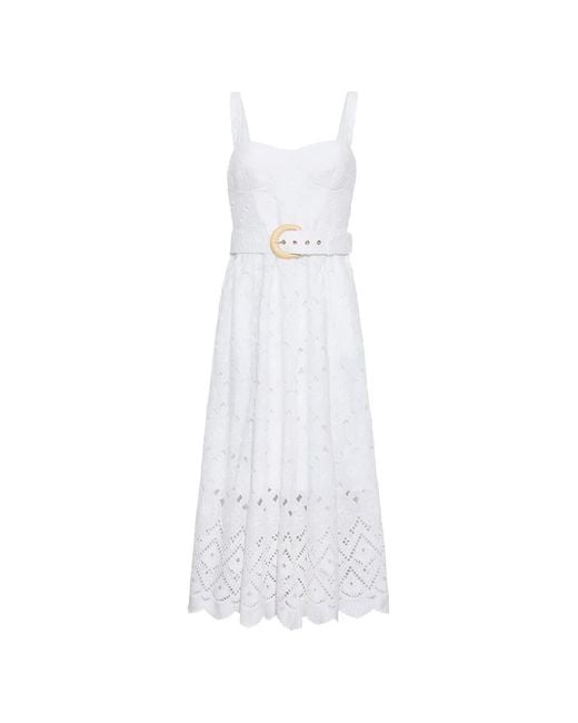 Cara Cara White Calypso Eyelet Bustier Midi Dress