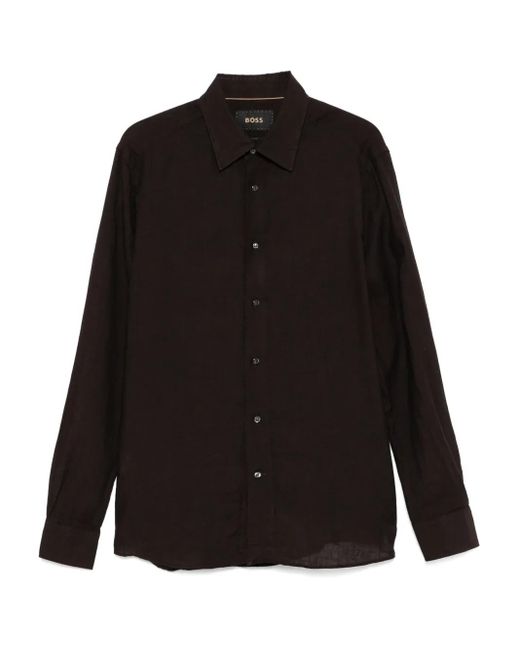 メンズ Boss リネンシャツ Black