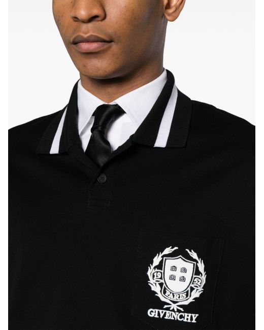 Polo en coton à logo brodé Givenchy pour homme en coloris Black
