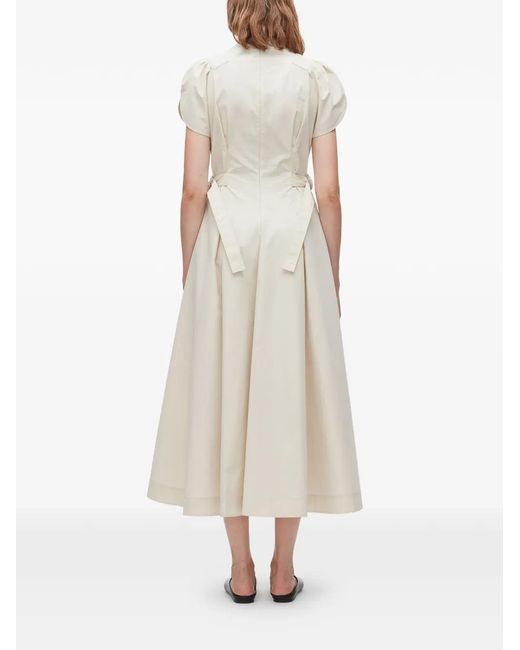 3.1 Phillip Lim Natural Puff-Sleeves Pleated Midi Dress