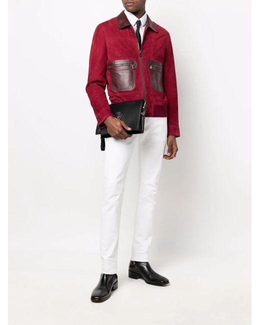 Dolce & Gabbana Red Suede Bomber Jacket for men