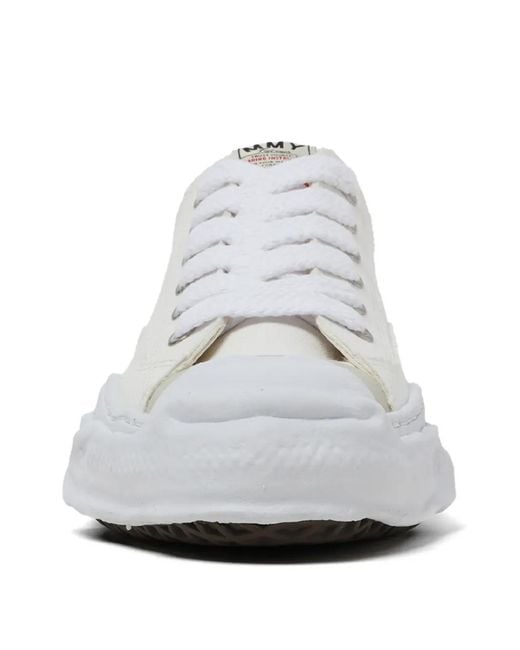 Maison Mihara Yasuhiro White Lace-Up Distressed Sneakers for men