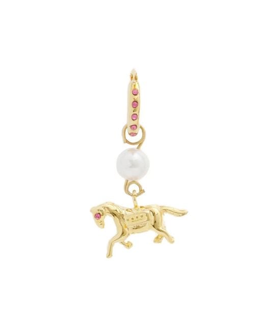 Marni Metallic Horse-Pendant Hoop-Earrings