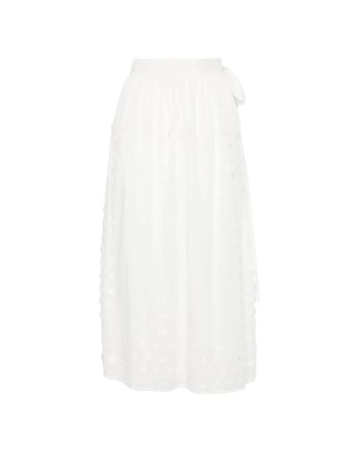 Ulla Johnson White Kyla Midi Wrap Skirt