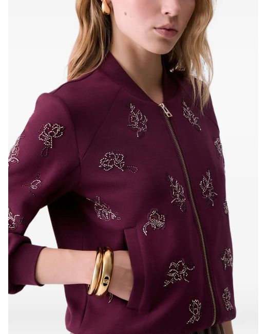 Liu Jo Purple Sweatshirt With Jewel Embroidery