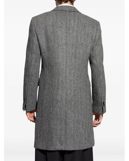 Burberry Gray Herringbone Pattern Coat for men