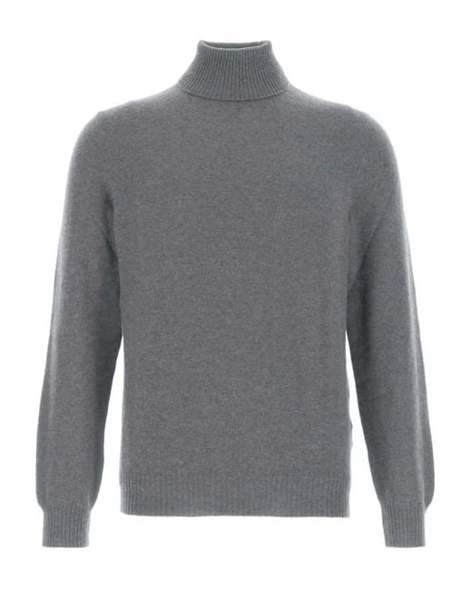 Fedeli Gray Turtleneck Cashmere Sweater for men