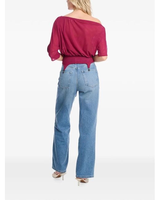 Axel 113 Red Kendall Off-Shoulder Mesh Top