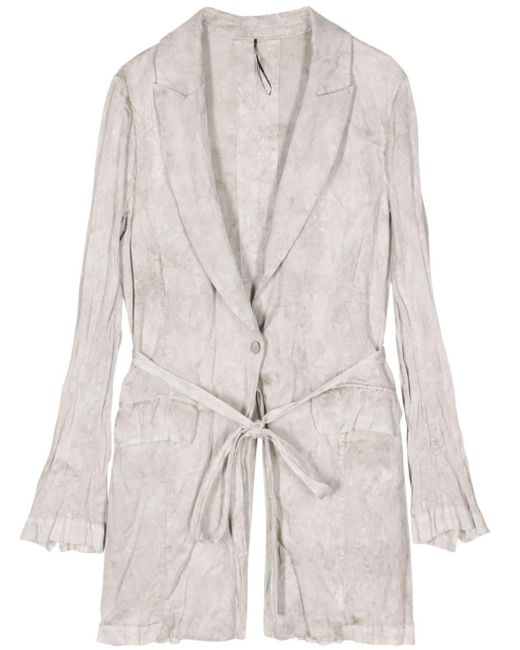 Masnada White Belted Distressed Coat