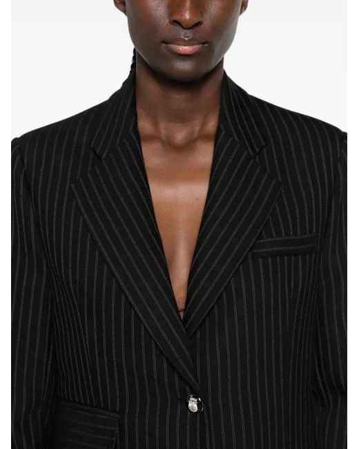 Elisabetta Franchi Black Pinstripe-Pattern Notched-Lapels Blazer