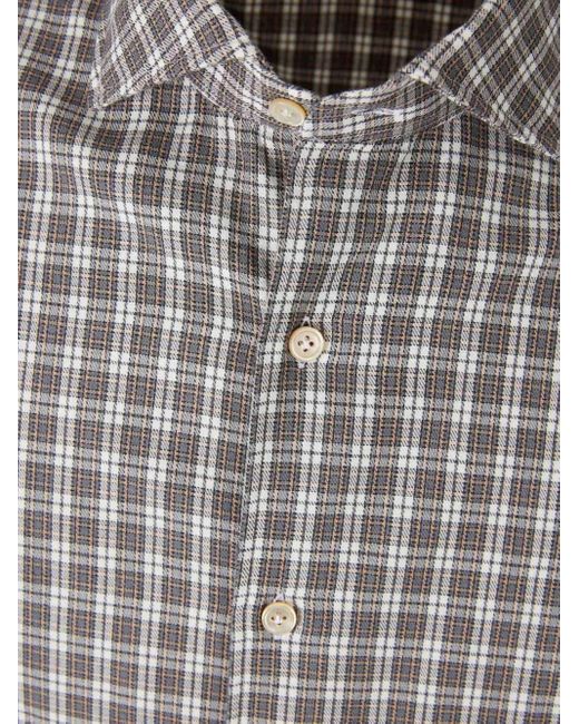 Luigi Borrelli Napoli Gray Checked Button-Down Shirt for men