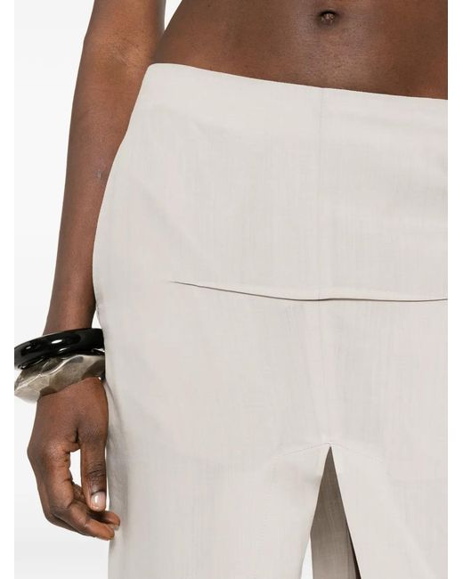 Rick Owens White Ausgefranster Sliced Maxirock