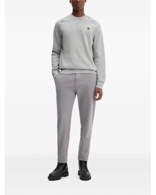 HUGO Gray Logo-Patch Trousers for men